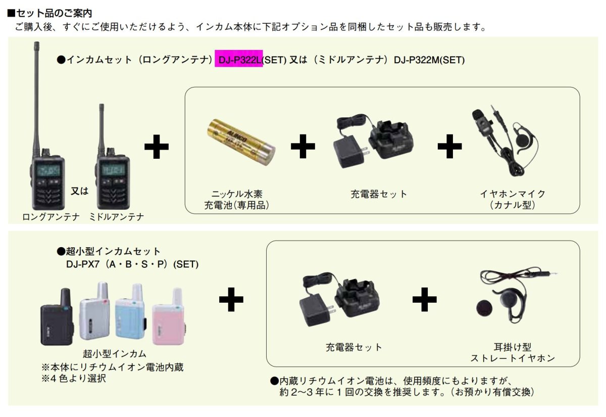 DJ-P322L(SET) インカムセット（ロングアンテナ） TAKEX 竹中エンジニアリング TAKEX 竹中エンジニアリング セキュリティストア 【Security Store】