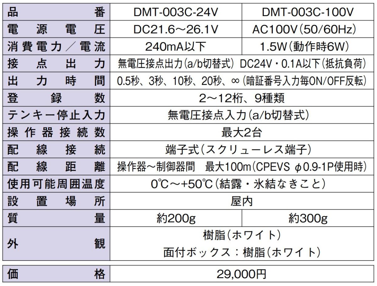 DMT-003C-100V マジカルテンキーユニット制御器 100V TAKEX 竹中エンジニアリング TAKEX 竹中エンジニアリング セキュリティストア 【Security Store】