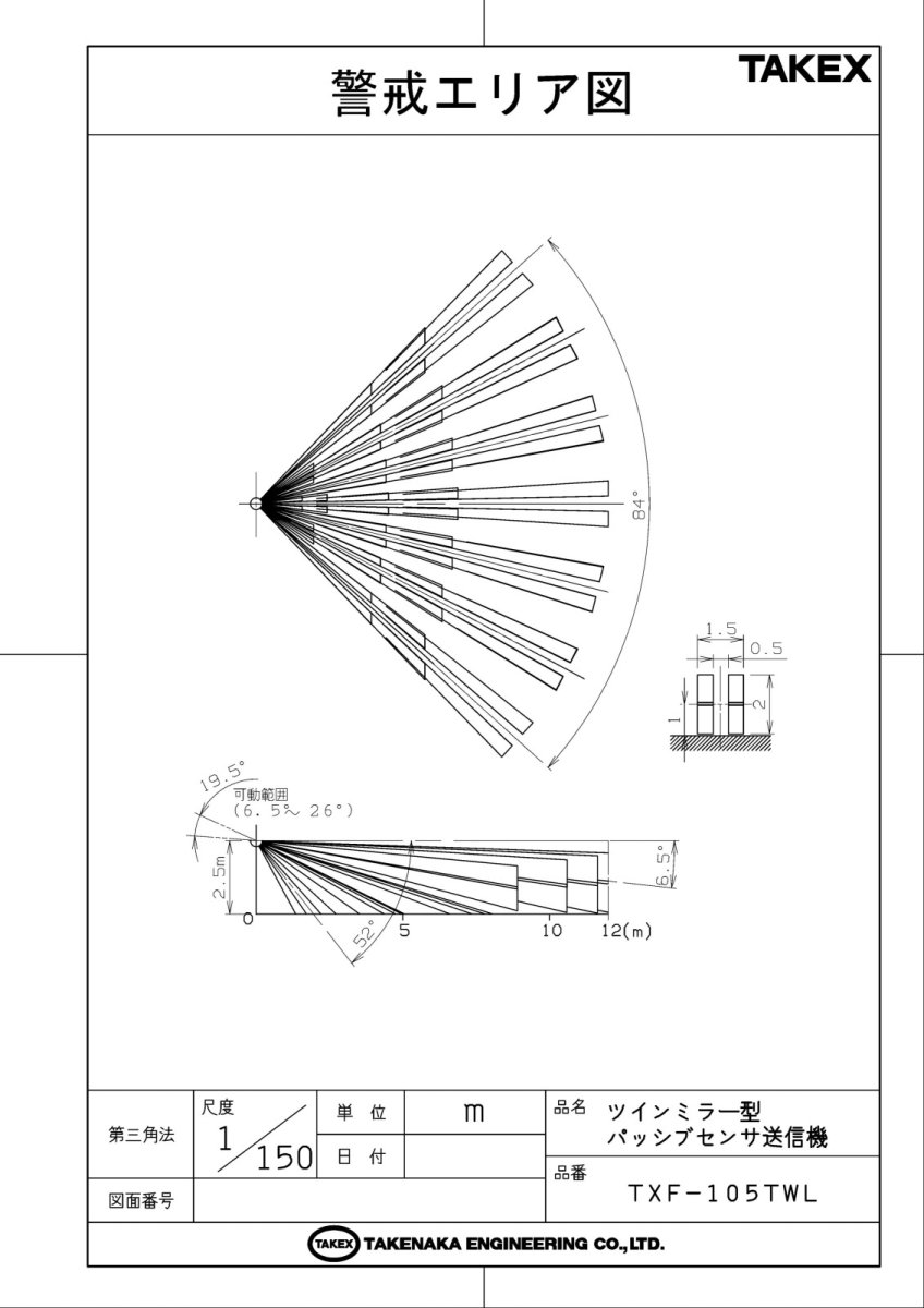 TXF-105TWL(BL) ツインミラー型パッシブセンサ送信機 TAKEX 竹中エンジニアリング TAKEX 竹中エンジニアリング セキュリティストア 【Security Store】