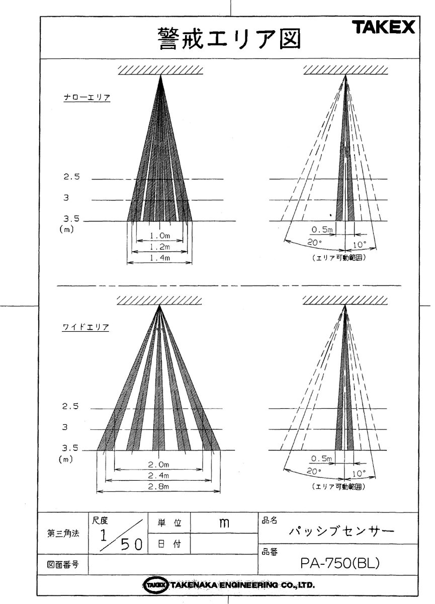 PA-750(BL) パッシブセンサー 天井露出型 ブラック TAKEX 竹中エンジニアリング TAKEX 竹中エンジニアリング セキュリティストア 【Security Store】
