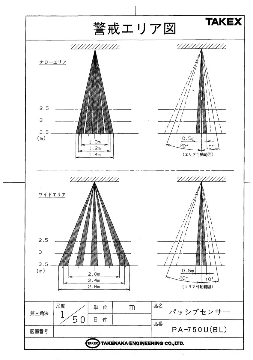 PA-750U(BL) パッシブセンサー 天井埋込型 ブラック TAKEX 竹中エンジニアリング TAKEX 竹中エンジニアリング セキュリティストア 【Security Store】