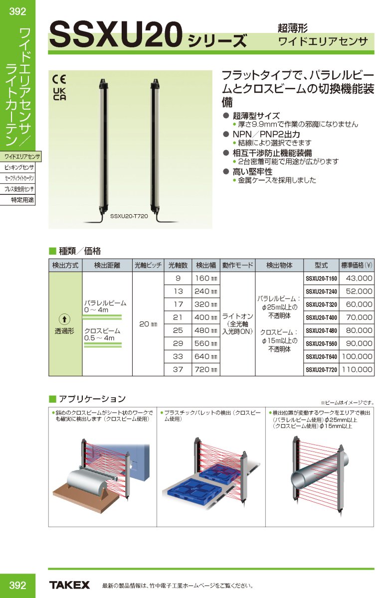 SSXU20-T320 超薄型ワイドエリアセンサー TAKEX 竹中エンジニアリング TAKEX 竹中エンジニアリング セキュリティストア 【Security Store】