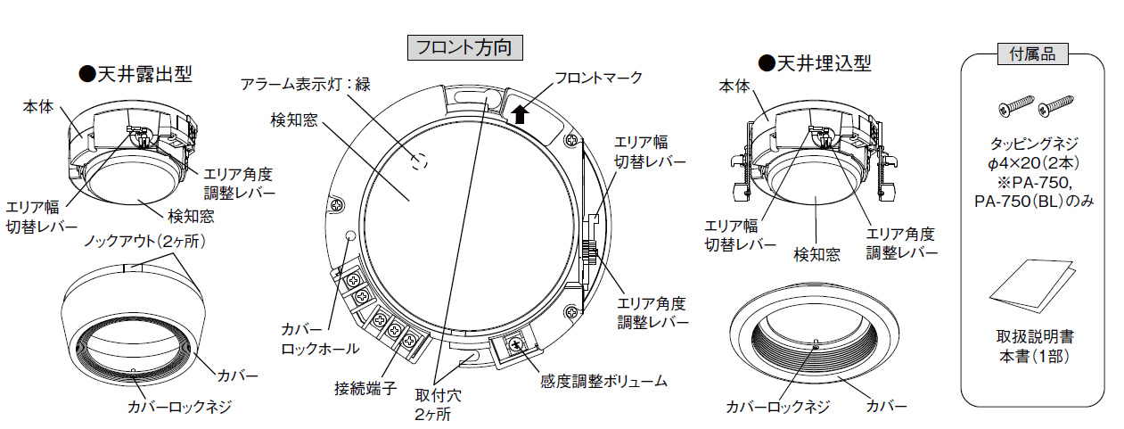 PA-750U パッシブセンサー スポット警戒型 : 埋込型の製品画像