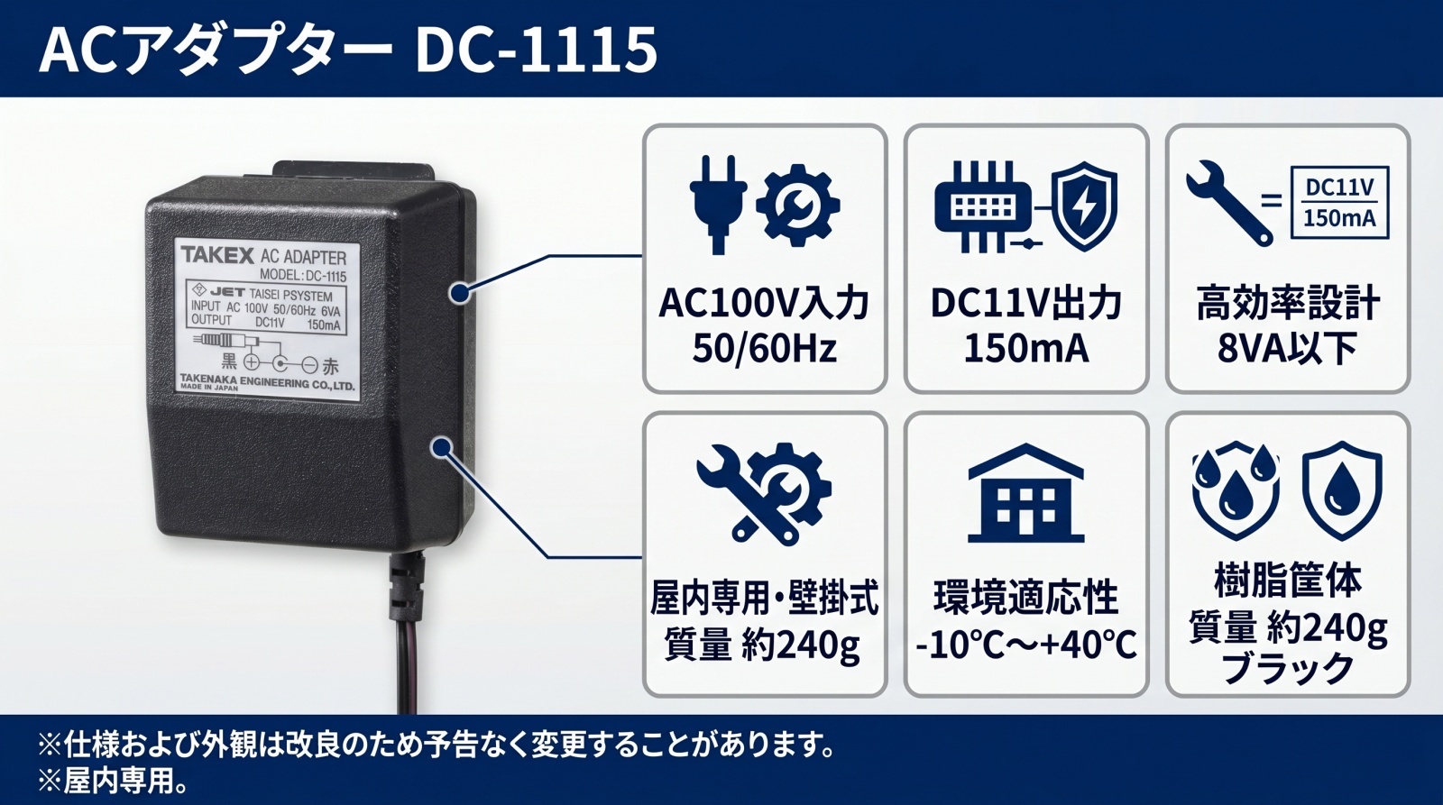 DC-1115 ACアダプター