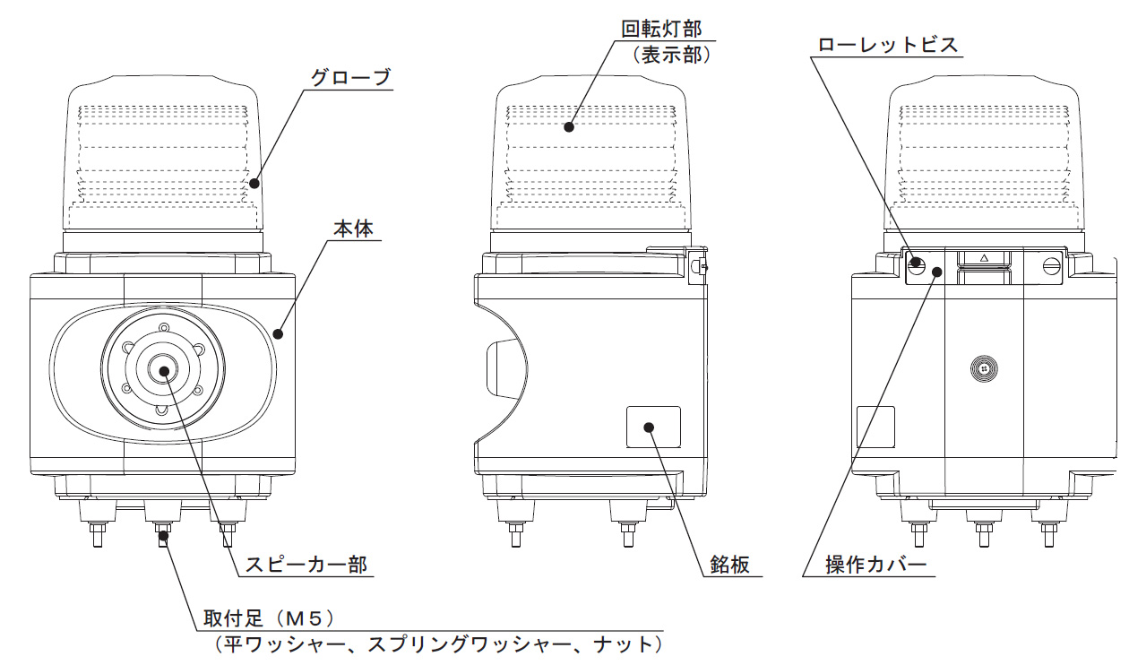 LRV-100Y LED回転灯付音声報知器