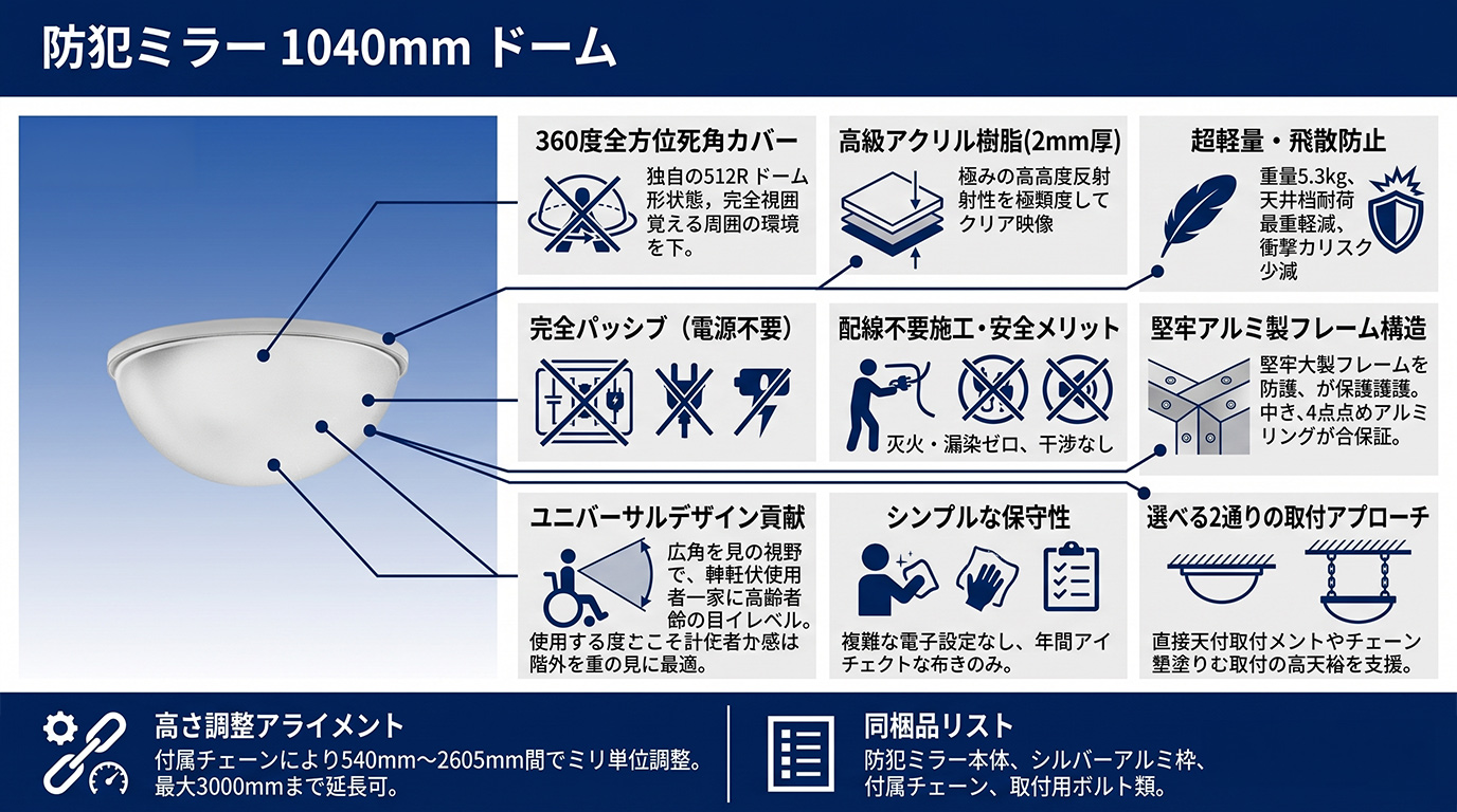 D100 防犯ミラー 1040mm ドーム