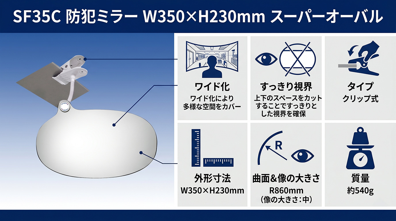 SF35C 防犯ミラー スーパーオーバル 外観