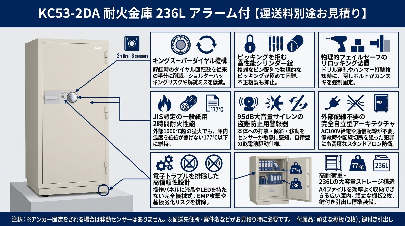 KC53-2DA 耐火金庫 236L アラーム付 製品画像
