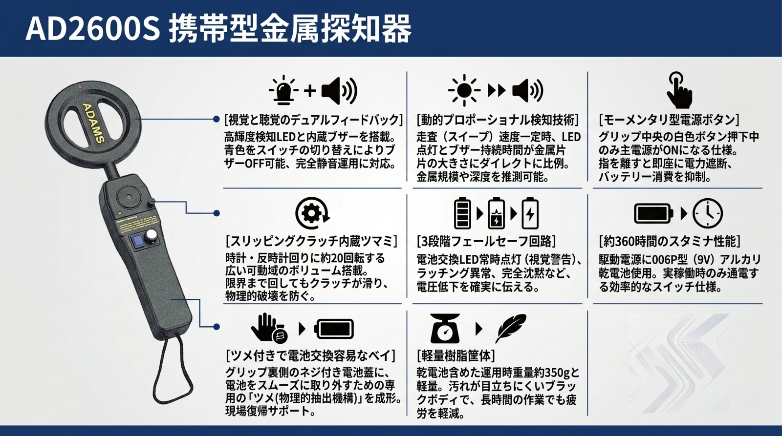 携帯型金属探知器 AD2600S