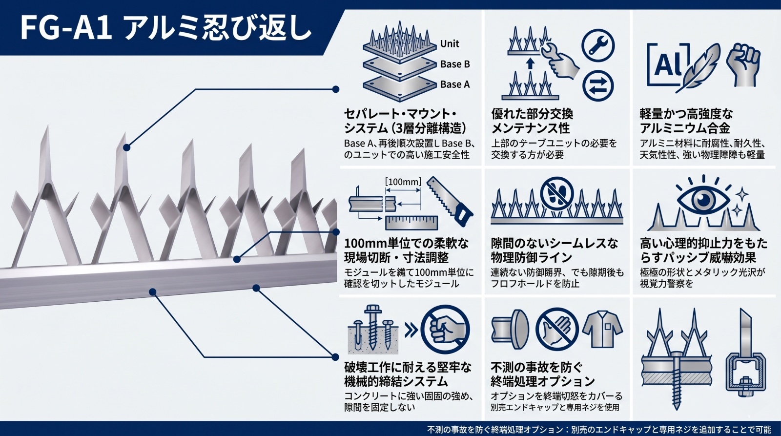 FG-A1 アルミ忍び返しの製品外観