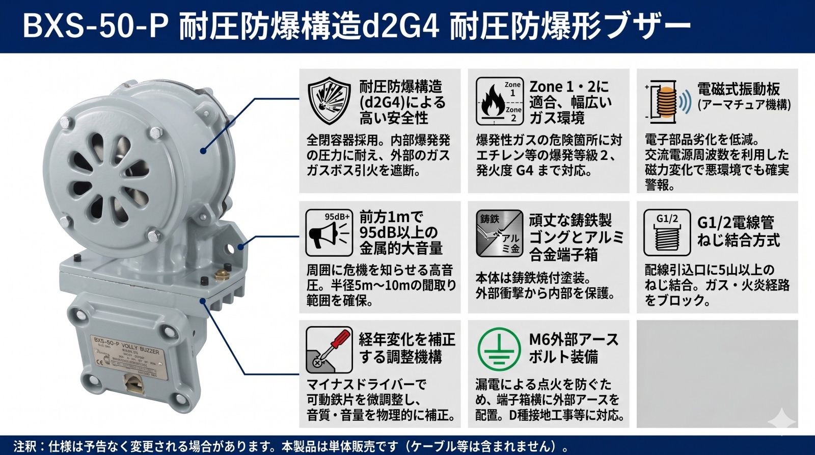 BXS-50-P 耐圧防爆形ブザー 外観
