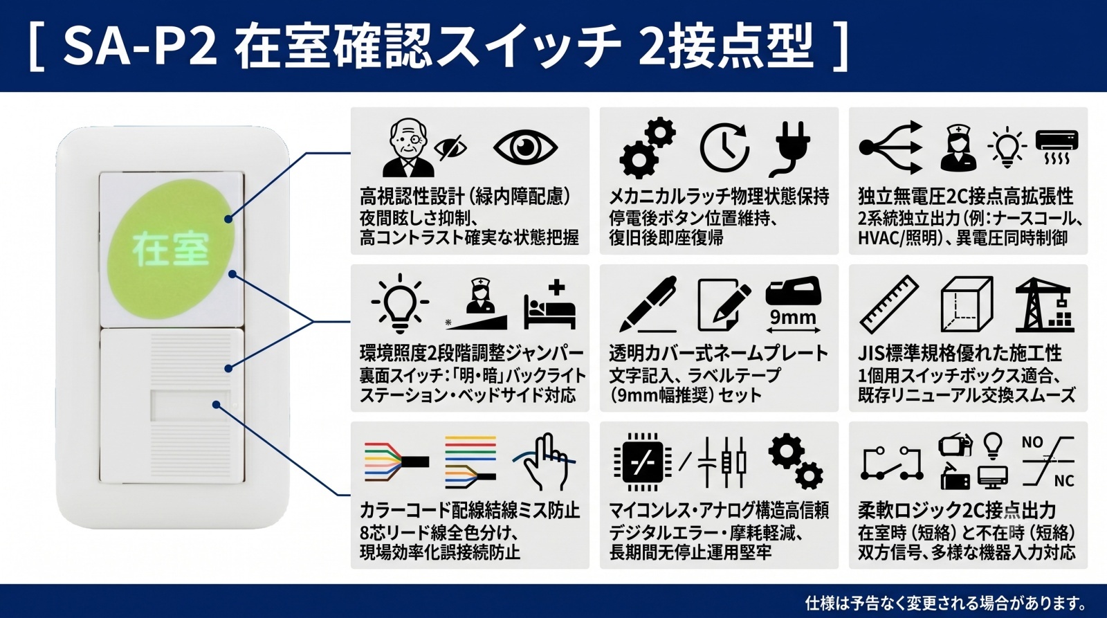 在室確認スイッチ SA-P2 製品画像