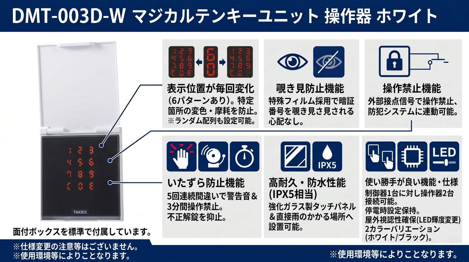 DMT-003D-W マジカルテンキーユニット 操作器 ホワイト