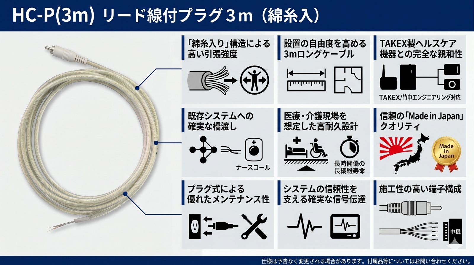 HC-P(3m) リード線付プラグ３ｍ（綿糸入）の製品画像