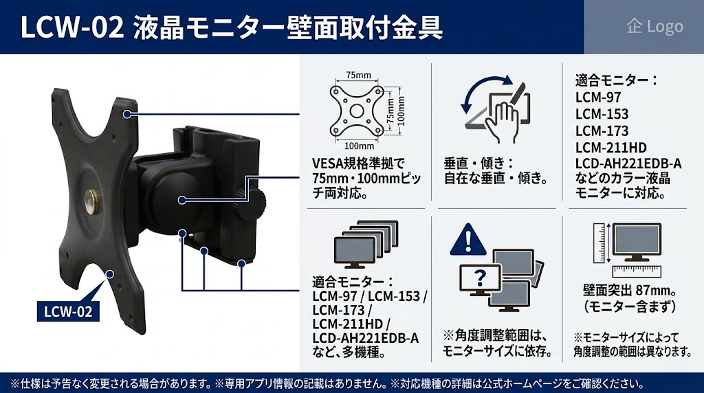 液晶モニター壁面取付金具 LCW-02 製品画像