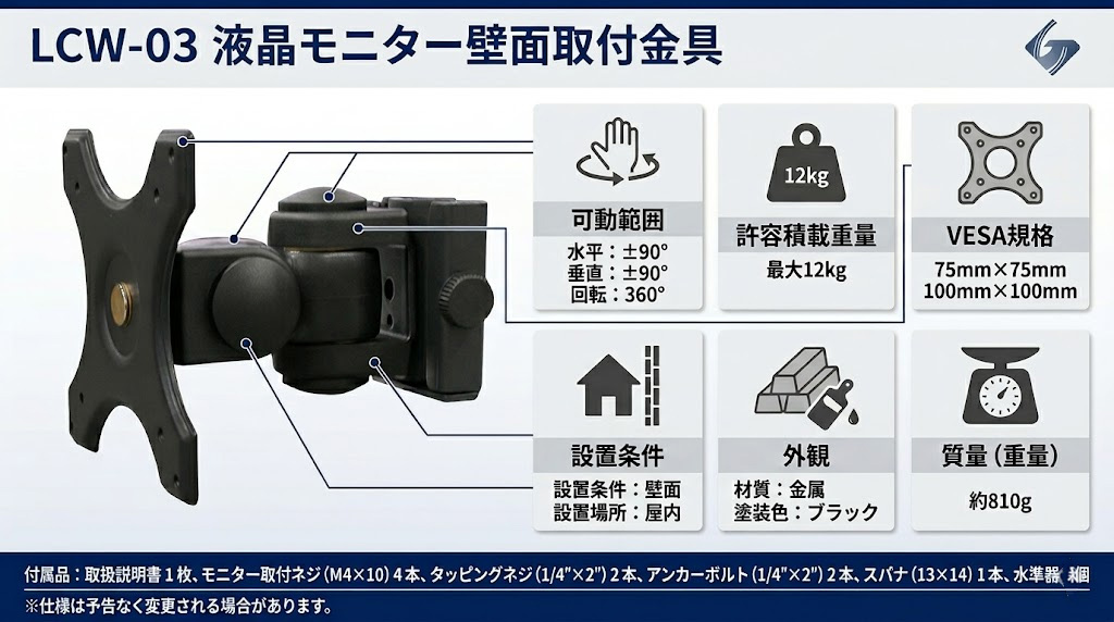 液晶モニター壁面取付金具 LCW-03