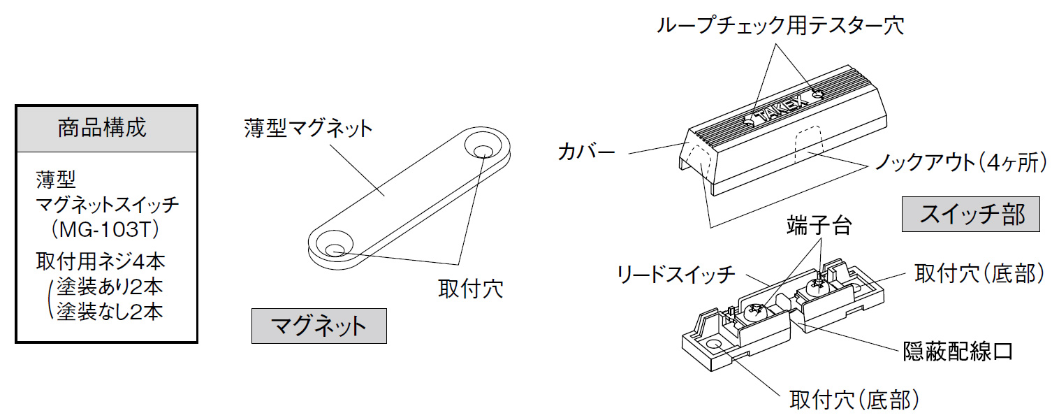 薄型マグネットスイッチ MG-103T(B) ブラウン