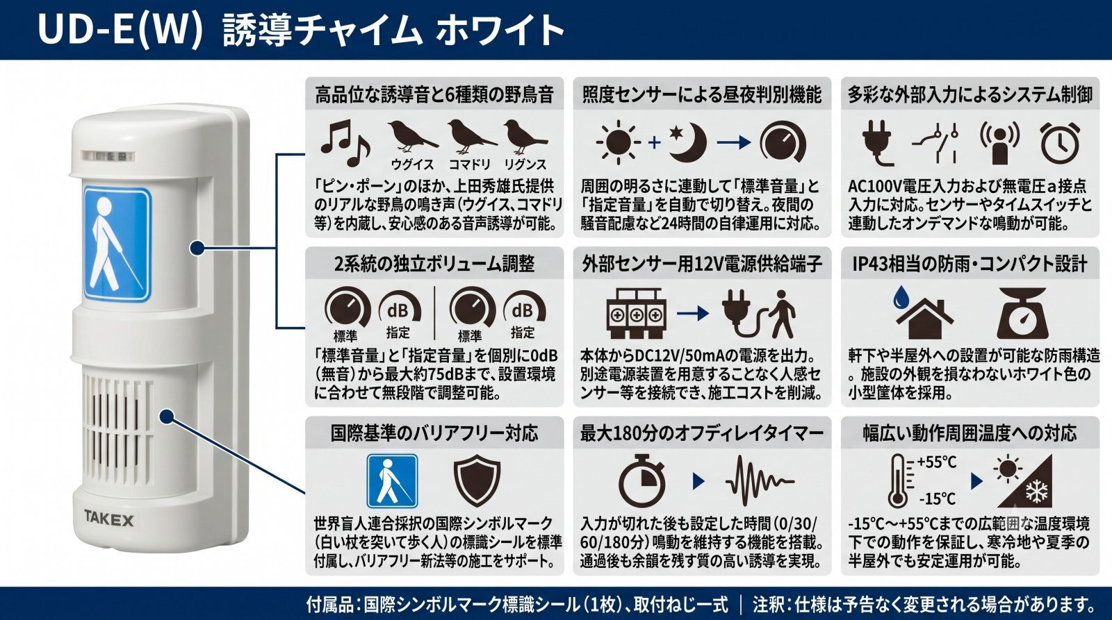 UD-E(W) 誘導チャイム ホワイト 製品画像