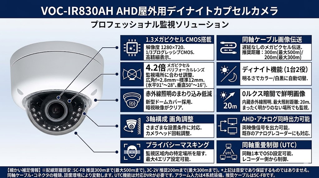 VOC-IR830AH AHD屋外用デイナイトカプセルカメラ 製品画像