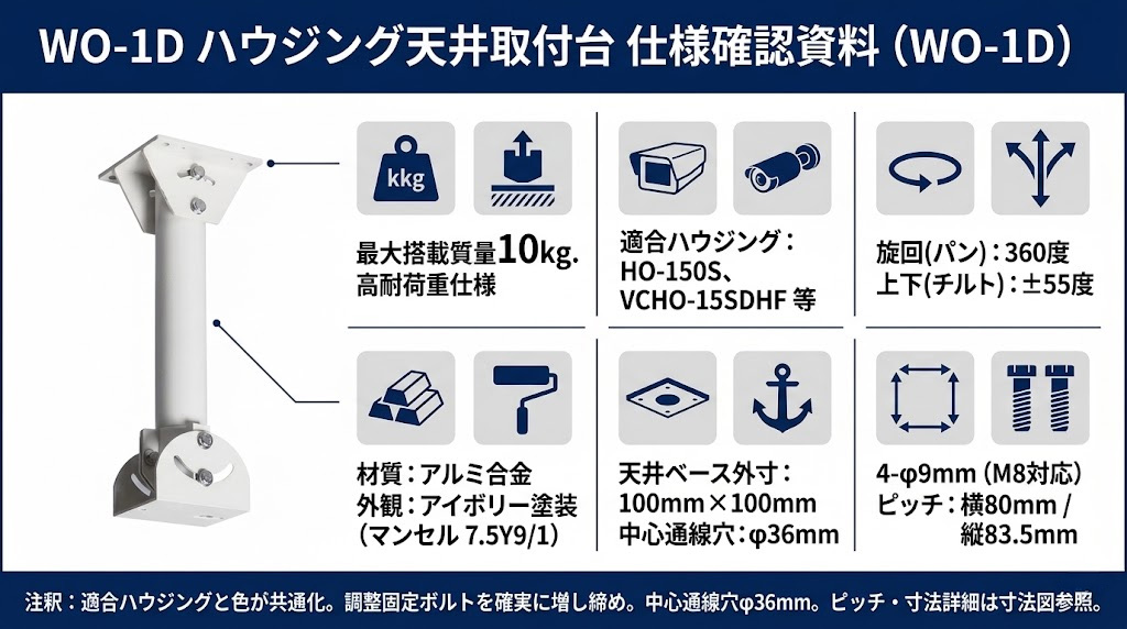 WO-1D ハウジング天井取付台 製品画像