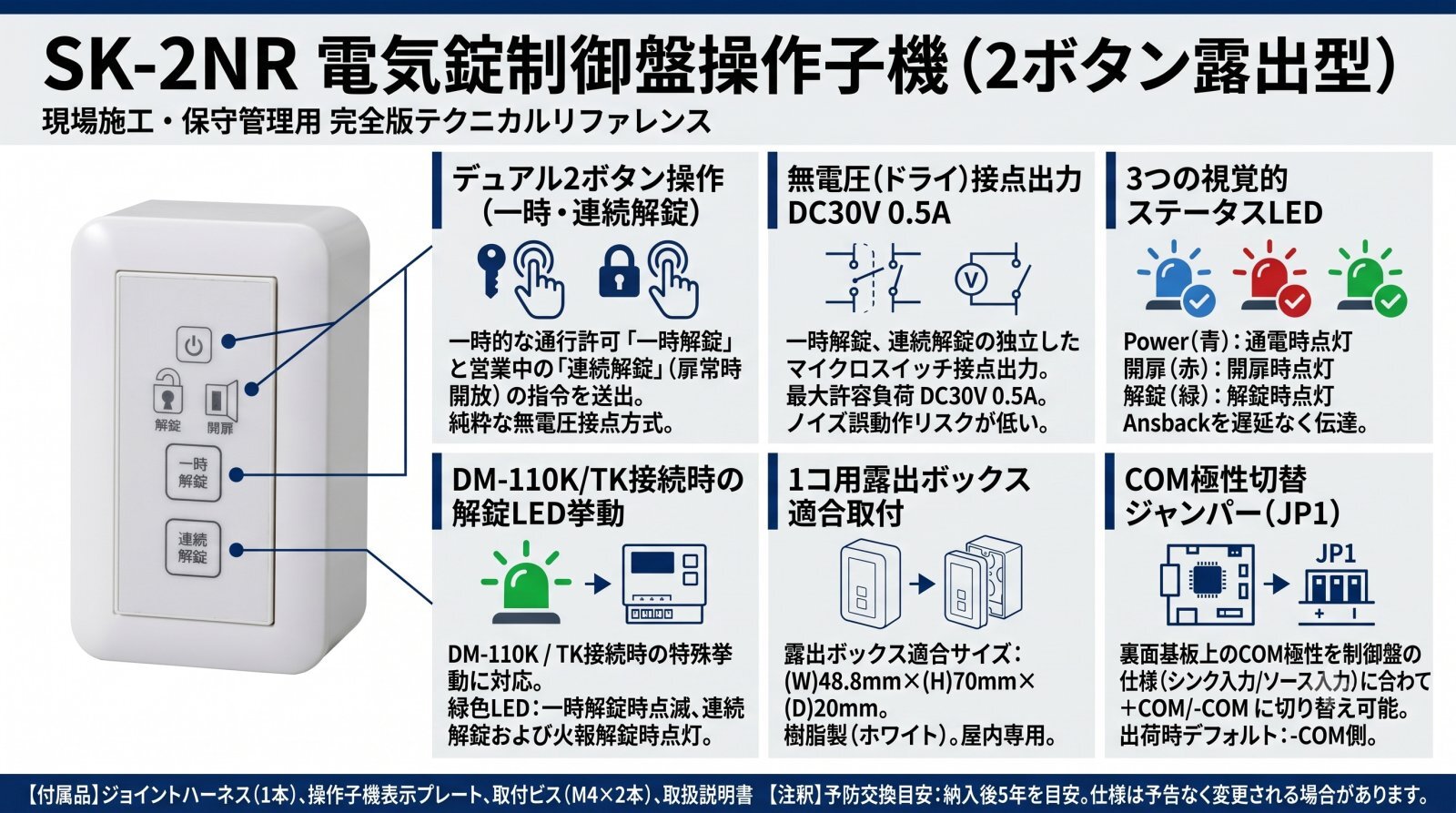 SK-2NR 電気錠制御盤操作子機 外観