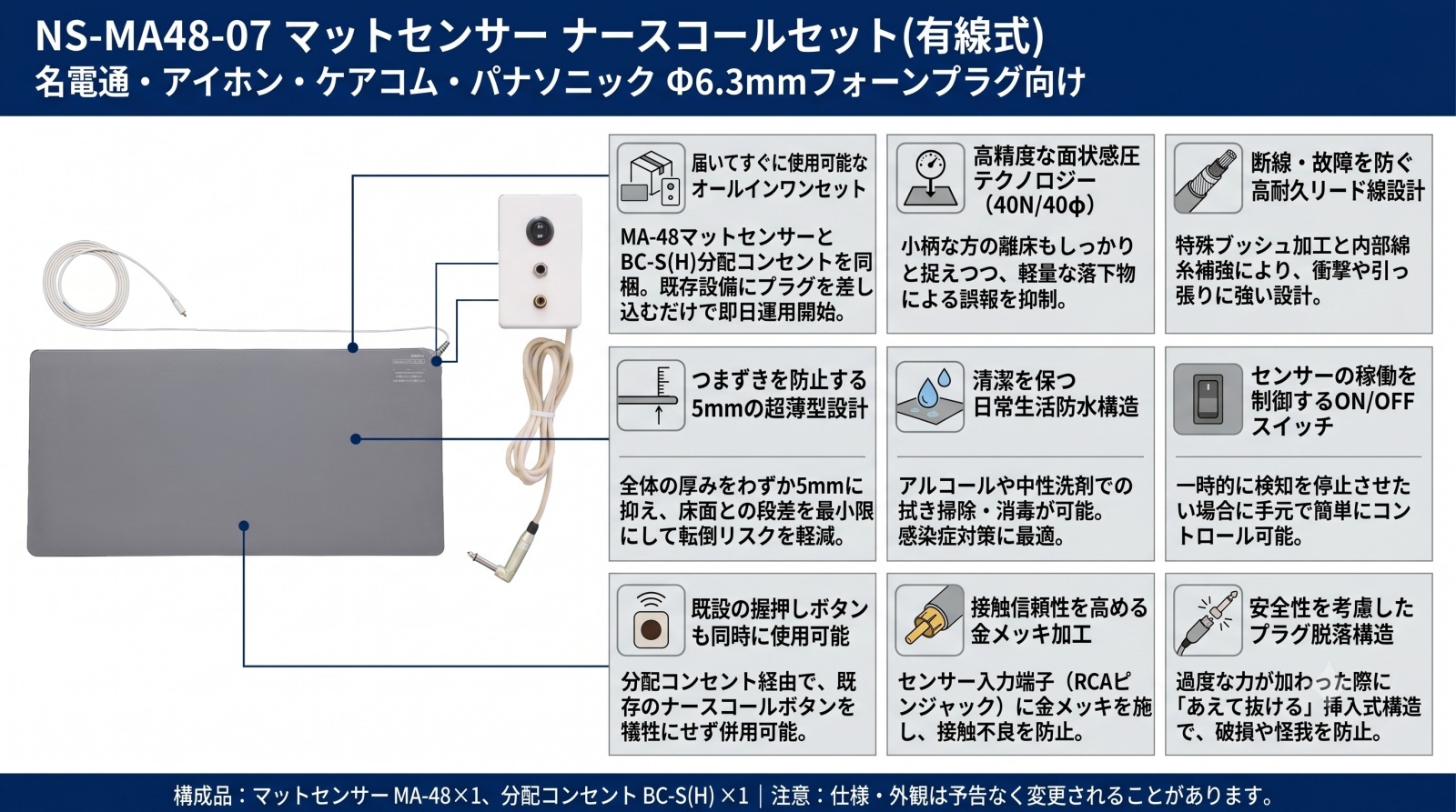 NS-MA48-07 マットセンサー ナースコールセット
