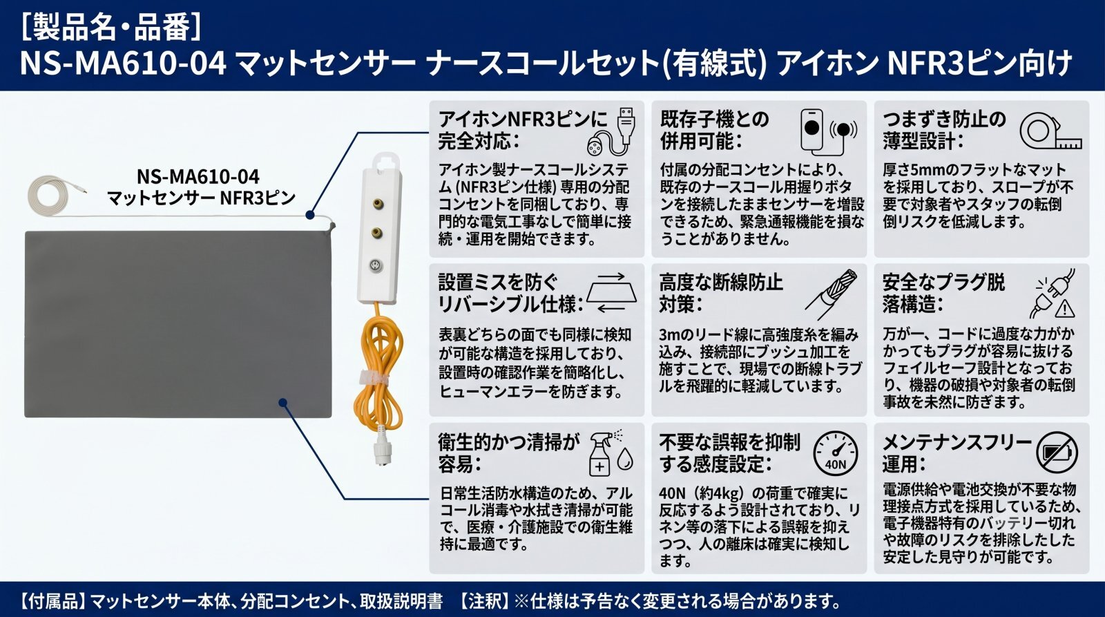NS-MA610-04 マットセンサー ナースコールセット 外観画像