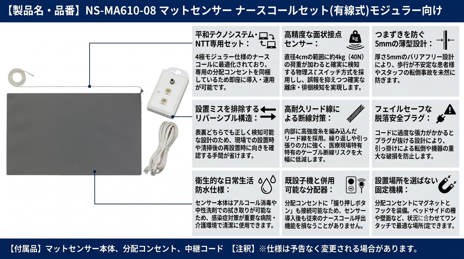 NS-MA610-08 マットセンサー ナースコールセット