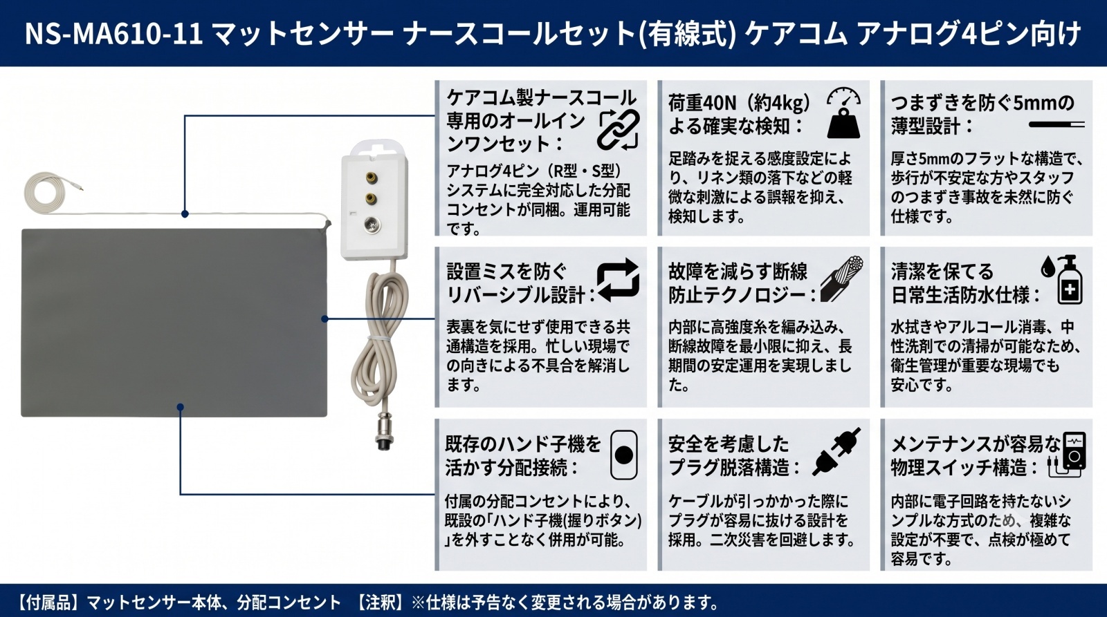 NS-MA610-11 マットセンサー ナースコールセット