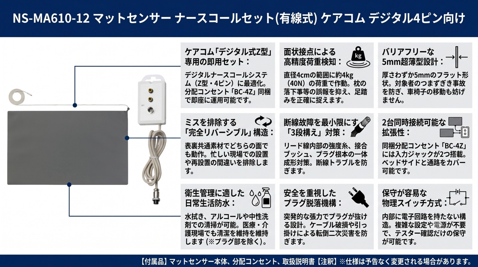 NS-MA610-12 マットセンサー ナースコールセット 外観画像