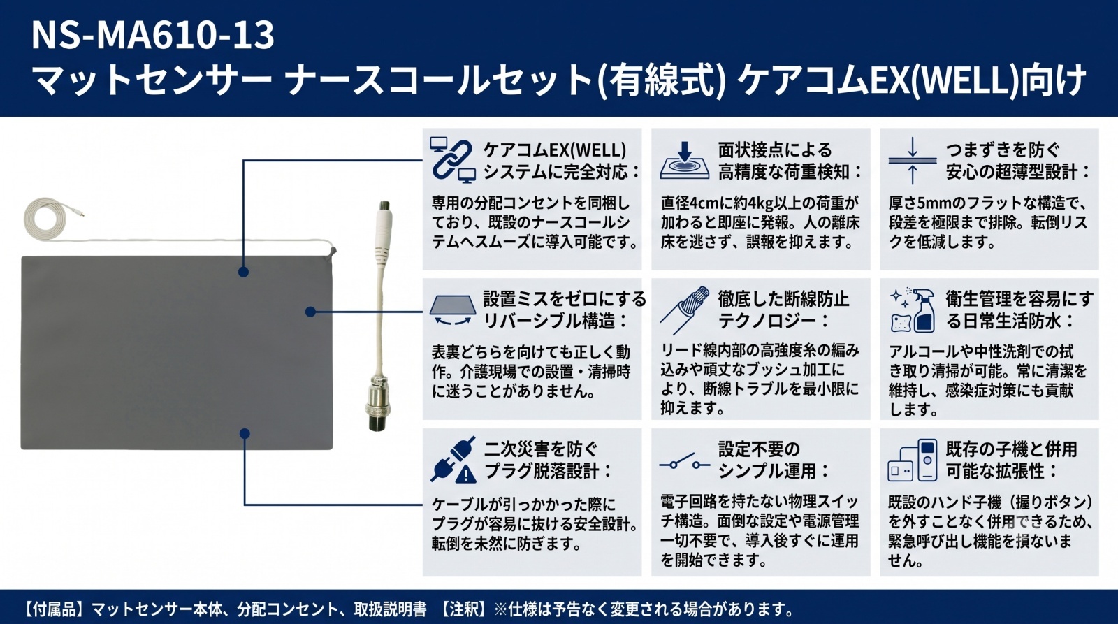 NS-MA610-13 マットセンサー ナースコールセット