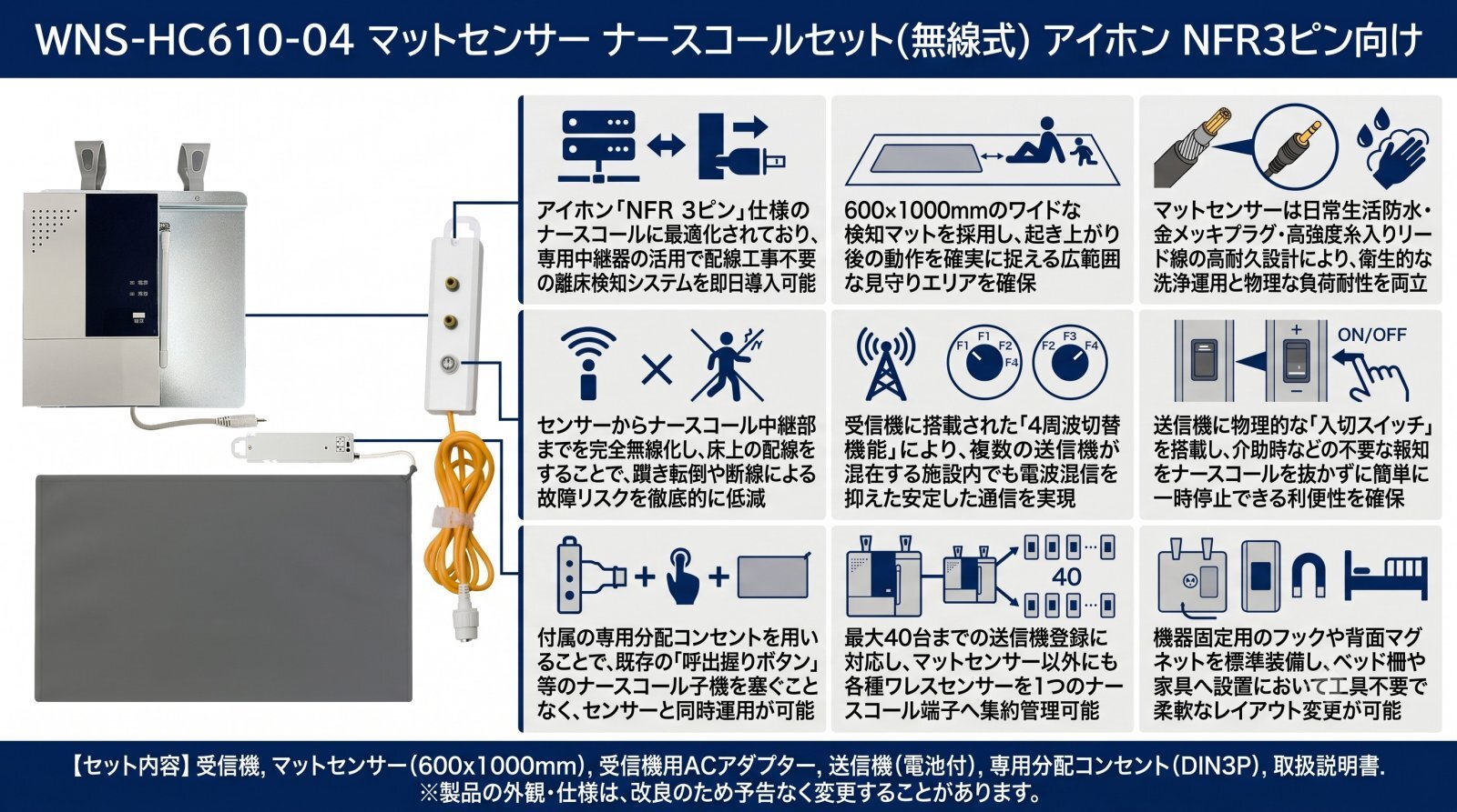 WNS-HC610-04 マットセンサー ナースコールセットの製品外観画像